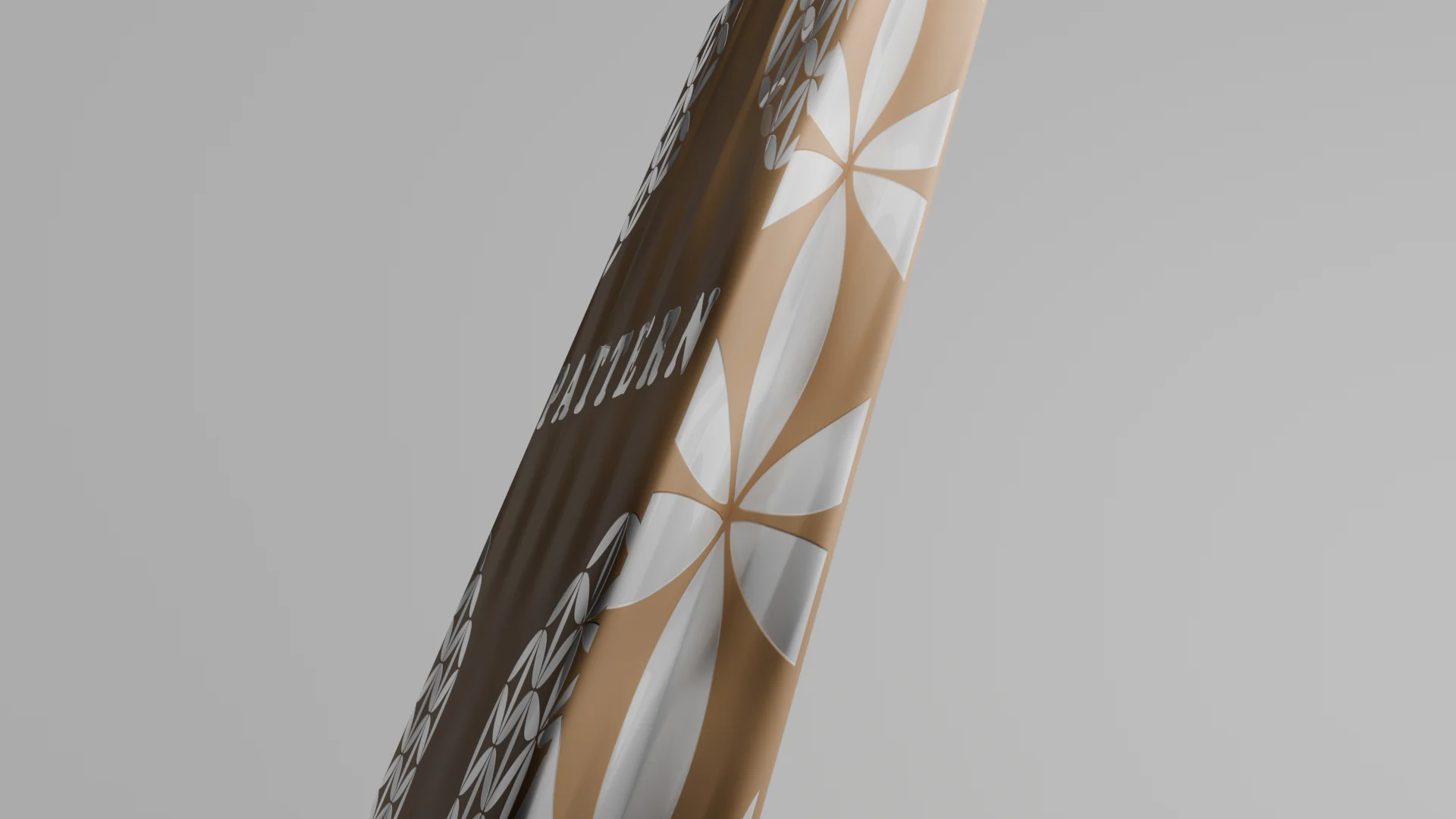 Low angle along the bag's edge with the printed motif