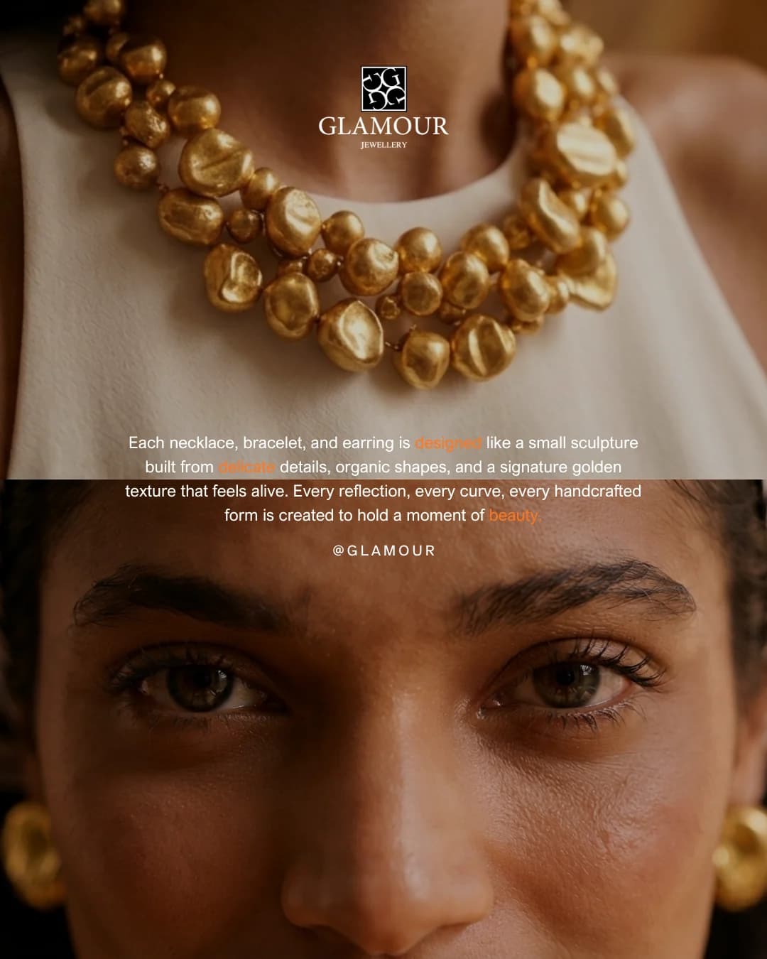 The Art of Glamour editorial post in orange