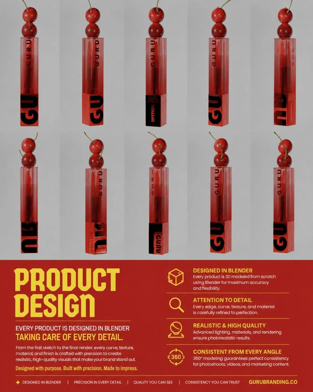 Product design board showing the lipstick bullet across render variations