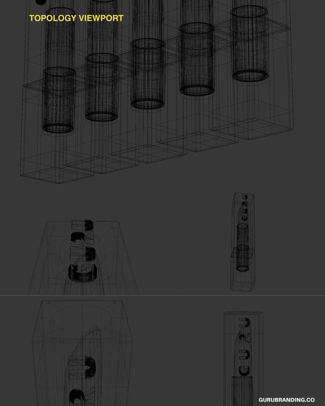 Wireframe topology board of the lipstick components