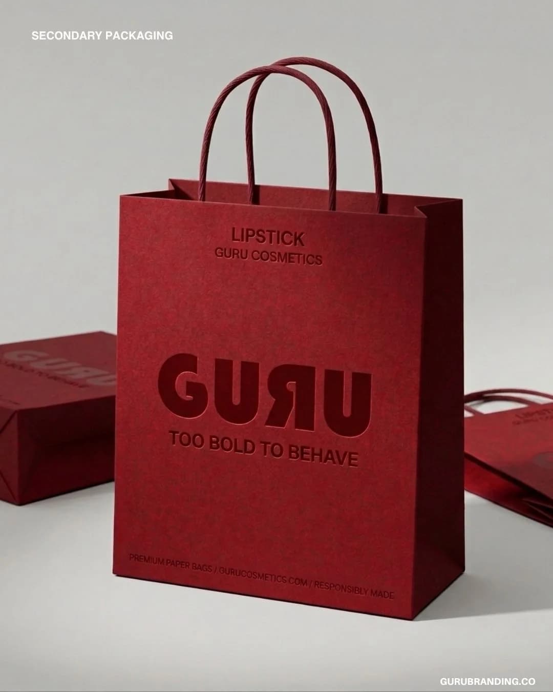GURU shopping bag beside the boxed lipstick
