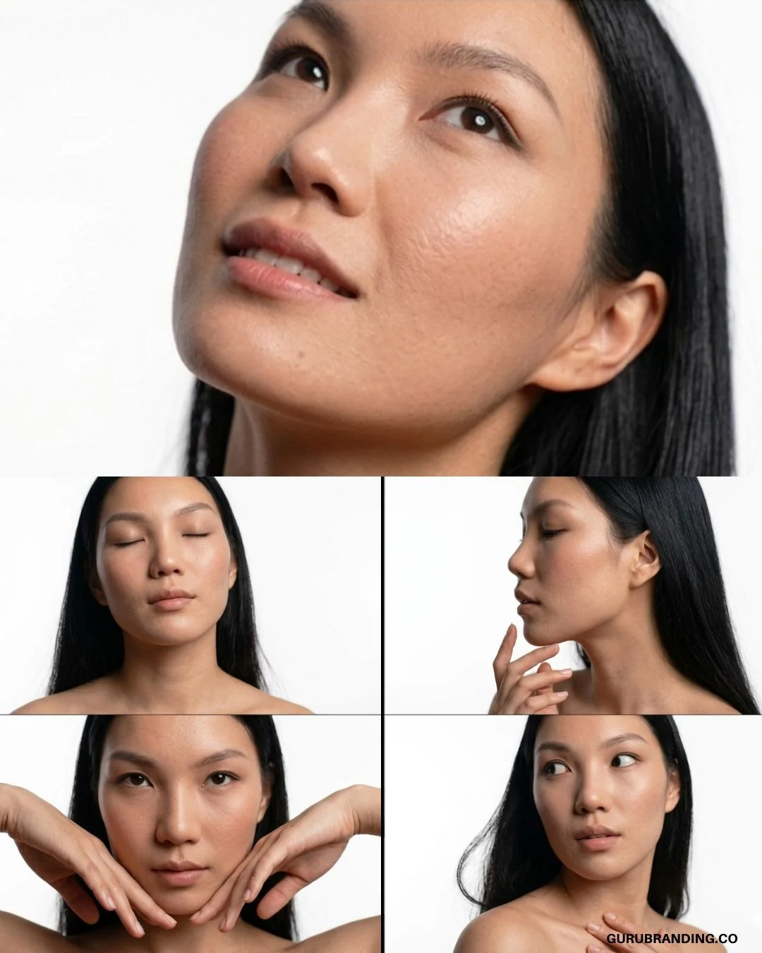 Frames of the model's expressions against white